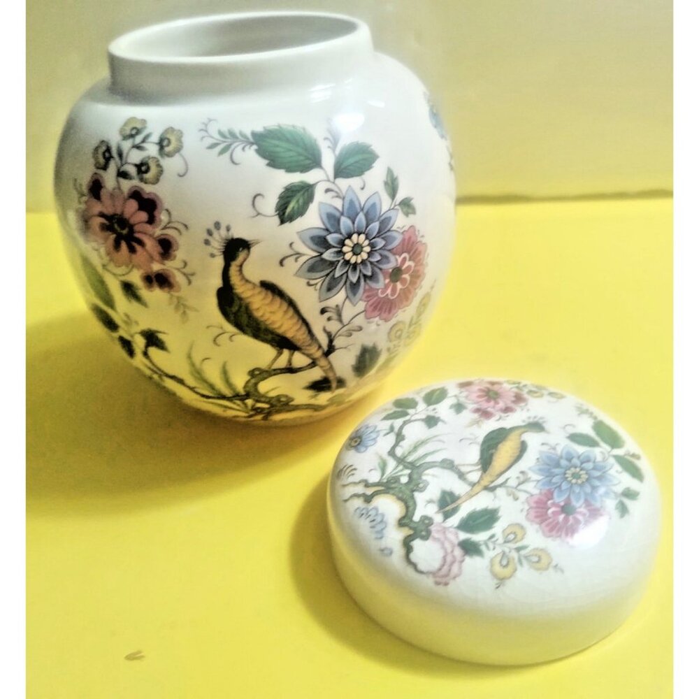 Vintage Sadler England Bird of Paradise Ginger Jar 5" Tall Lidded